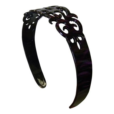 1.5 Inch Hard Headband Swirl Design with Teeth Hair Band - Purple