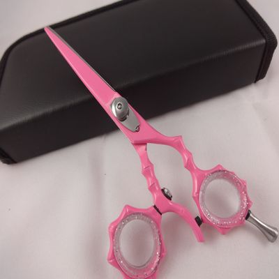 5.5" Professional Barber Razor Edge Powder Coated Hair Cutting Shears Scissors +Case Black
