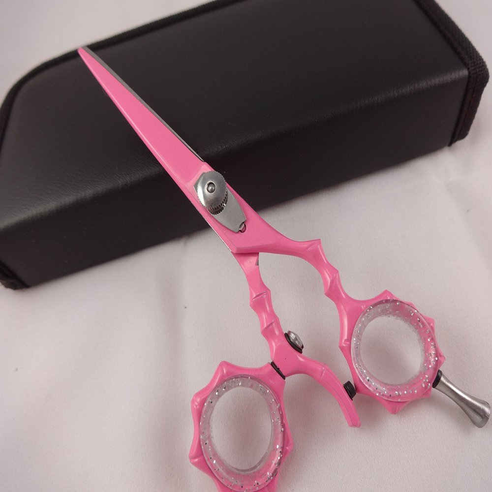 5.5" Professional Barber Razor Edge Powder Coated Hair Cutting Shears Scissors +Case Black