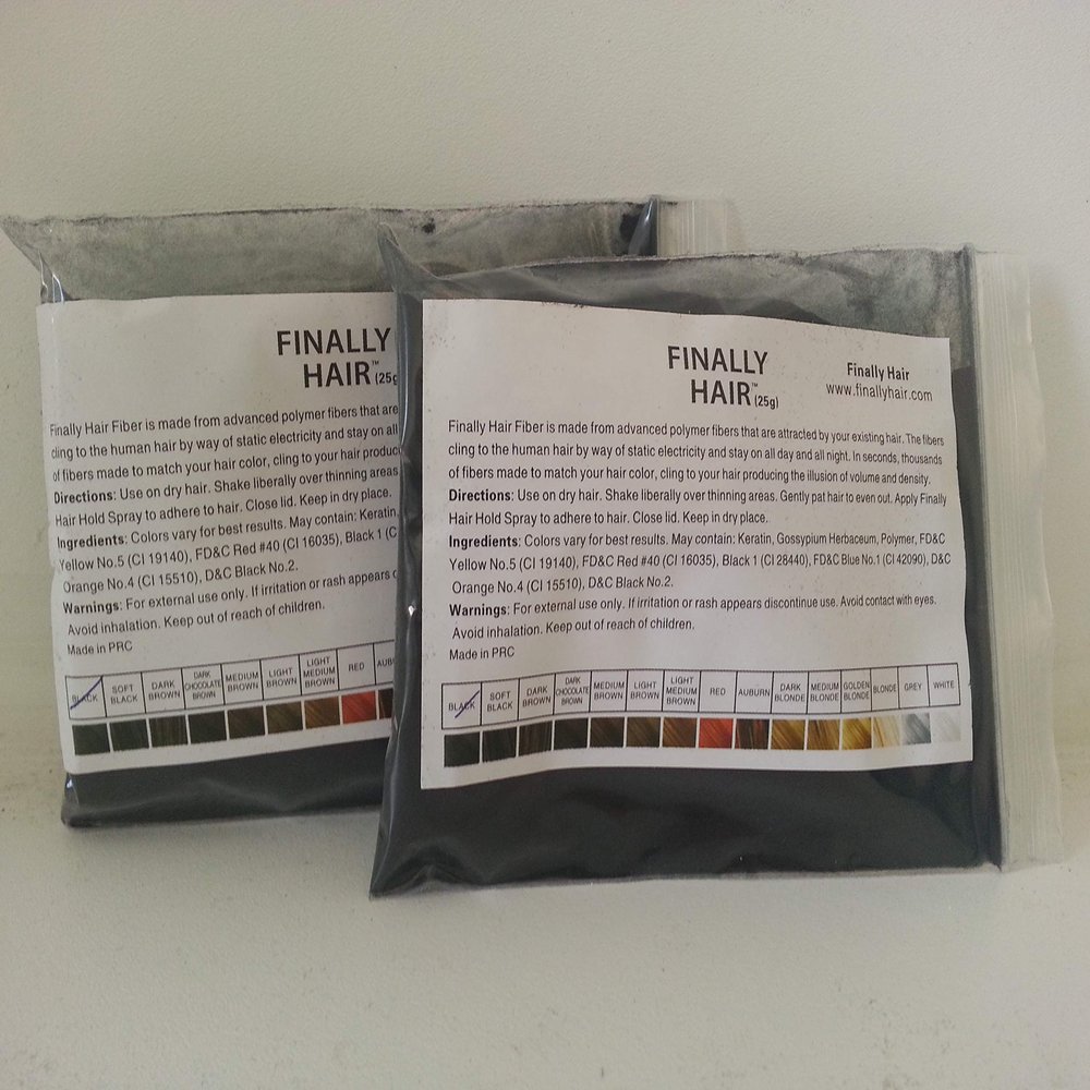 Black Hair Building Fibers Refill Hair Loss Concealer Fiber Keratin 2pak of 25g (2x25) = 50g 50 G Grams Gr 50gr Total Hair (Using Dermmatch Bottle)