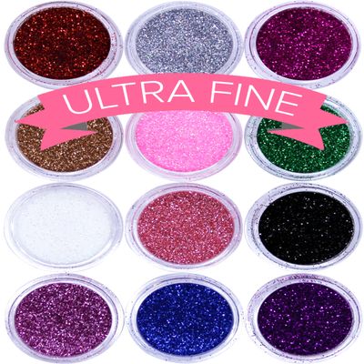 NYK1 Ultra Fine Glitter Powder for Gel Nail Art & Face Paint | 12 Colors