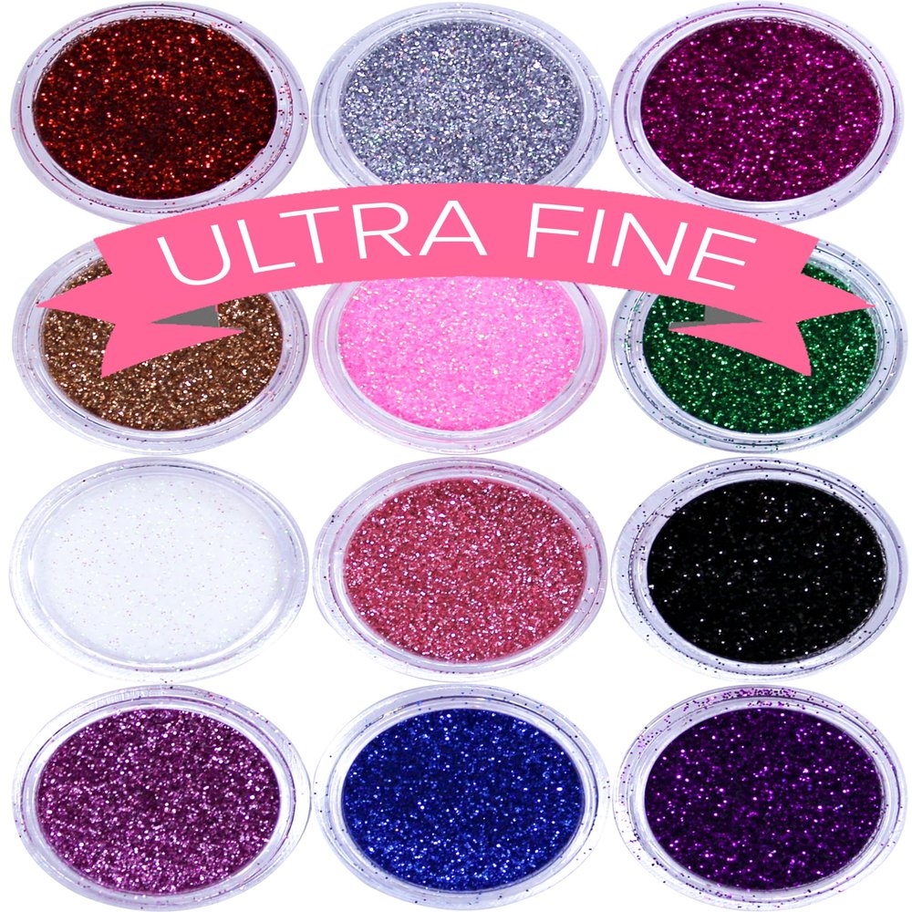 NYK1 Ultra Fine Glitter Powder for Gel Nail Art & Face Paint | 12 Colors