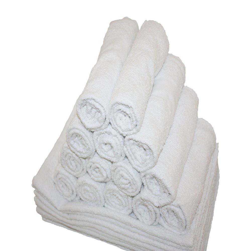 Atlas Economy Hand Towels 16x27 Inch (48 Bulk Pack) Solid White 100% Cotton - Salon, Gym, Spa, Massage, Spas, Motels, Restaurants, Cleaning, Auto & Home - Eco-Friendly