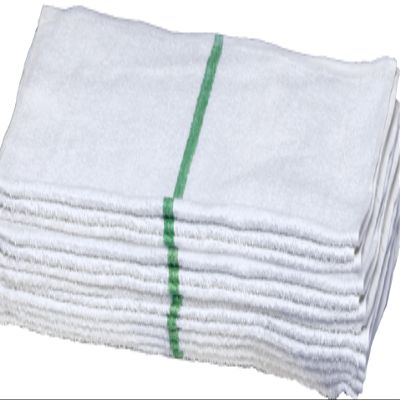 Atlas Economy Hand Towels 16x27 Inch (48 Bulk Pack) White with GREEN Stripe 100% Cotton - Salon, Gym, Spa, Massage, Spas, Motels, Restaurants, Cleaning, Auto & Home - Eco-Friendly