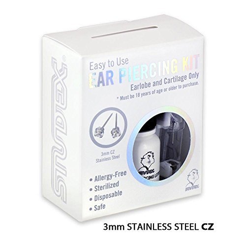 Cubic Zirconia 3mm Stainless Steel Personal Piercer