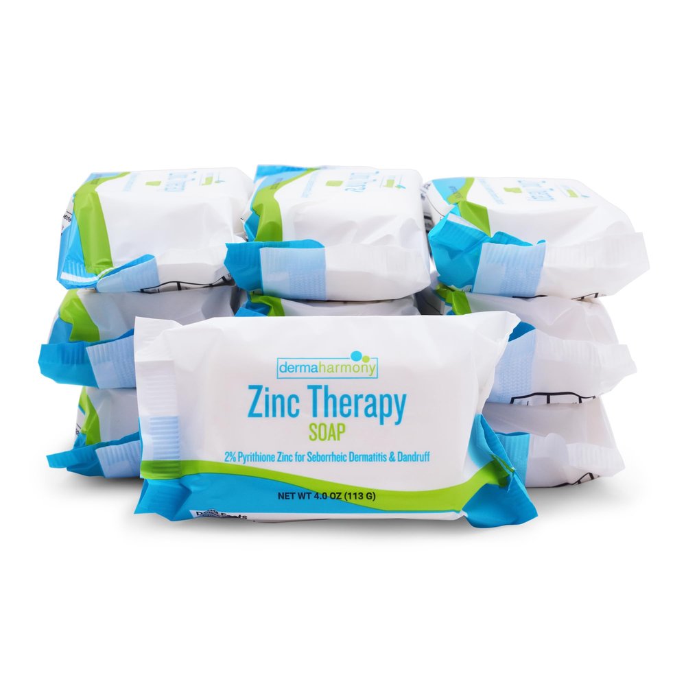 Dermaharmony Set of 10 2% Pyrithione Zinc (ZnP) Bar Soap 4 oz - Crafted for Those with Skin Conditions - Seborrheic Dermatitis, Dandruff, etc.