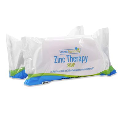 Dermaharmony Set of 2 2% Pyrithione Zinc (ZnP) Bar Soap 4 oz - Crafted for Those with Skin Conditions - Seborrheic Dermatitis, Dandruff, etc.