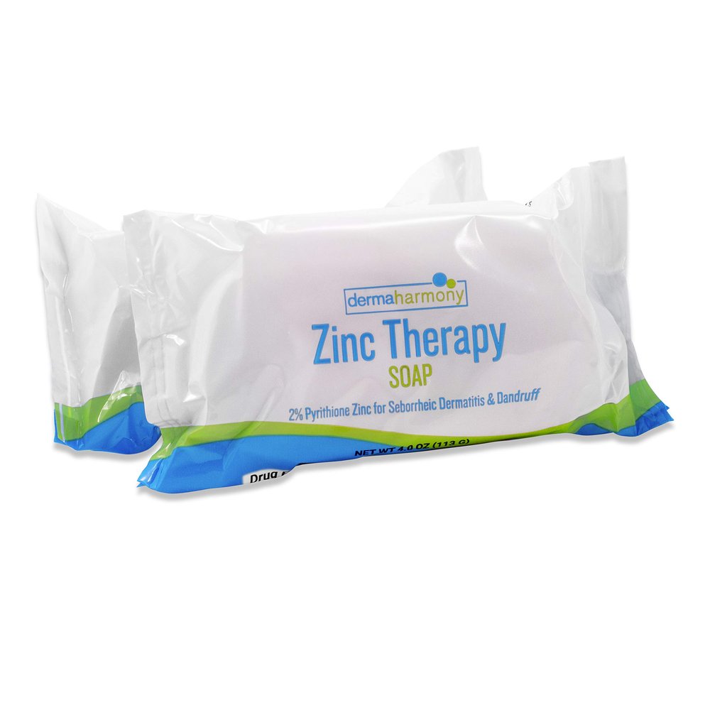 Dermaharmony Set of 2 2% Pyrithione Zinc (ZnP) Bar Soap 4 oz - Crafted for Those with Skin Conditions - Seborrheic Dermatitis, Dandruff, etc.