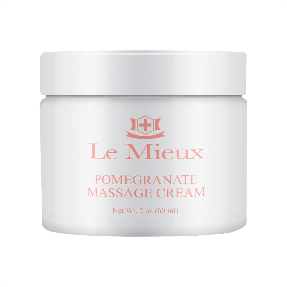 Le Mieux Pomegranate Massage Cream - Aromatic Moisturizing Neck & Face Massage Cream with Algae, Hyaluronic Acid & Botanical Oils, No Parabens or Sulfates (2 oz / 60 ml)