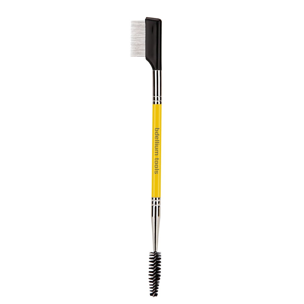 Bdellium Tools Professional Makeup Brush - Studio Series 725 Double End Metal Comb/Lash - With Soft Synthetic Fibers, For Prep Eyelashes (Yellow, 1pc)