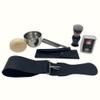 G.B.S Mens Wet Shaving Kit Shaving Stainless Steel Razor Wood Handle with Case Synthetic Badger Hair Brush All-Natural Shave Soap Chrome Shaving Bowl Leather Strop Alum Block view 1