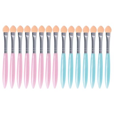 uxcell Makeup Eyeshadow Applicator, 15 Pcs Portable Eye Shadow Brush Sponge Tips, Professional Ladies Dual Color Fine Eyeshadow Blending Brushes Cosmetic Tool for Women ladies, Blue Pink