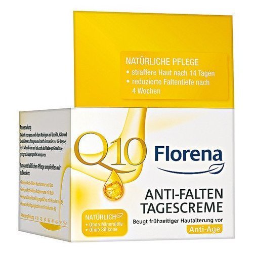 1 x Florena Organic Day Face Anti-Wrinkle cream/moisturizer with Q10-50 ml -