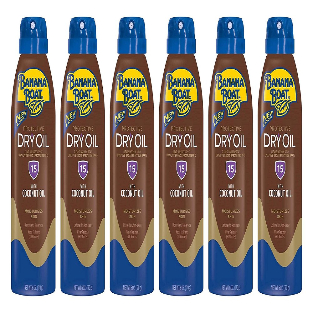 Banana Boat Continuous Spf#15 Spray Dry Oil With Argan Oil 6 Ounce (177ml) (6 Pack)