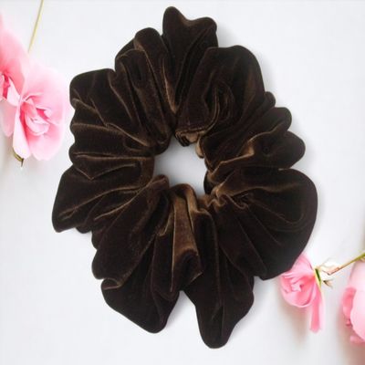 Chocolate Brown Velvet Scrunchy-Jumbo - Made in the USA