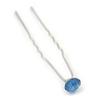 3pcs Bridal/Wedding/Prom/Party Light Blue Crystal Hair Pins In Silver Tone - 70mm L view 2