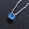 3pcs Bridal/Wedding/Prom/Party Light Blue Crystal Hair Pins In Silver Tone - 70mm L view 3