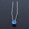 3pcs Bridal/Wedding/Prom/Party Light Blue Crystal Hair Pins In Silver Tone - 70mm L view 4