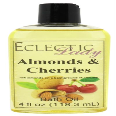 Almonds And Cherries Bath Oil, Scented Body Oil, Relaxing Bathing Oil, 4 oz