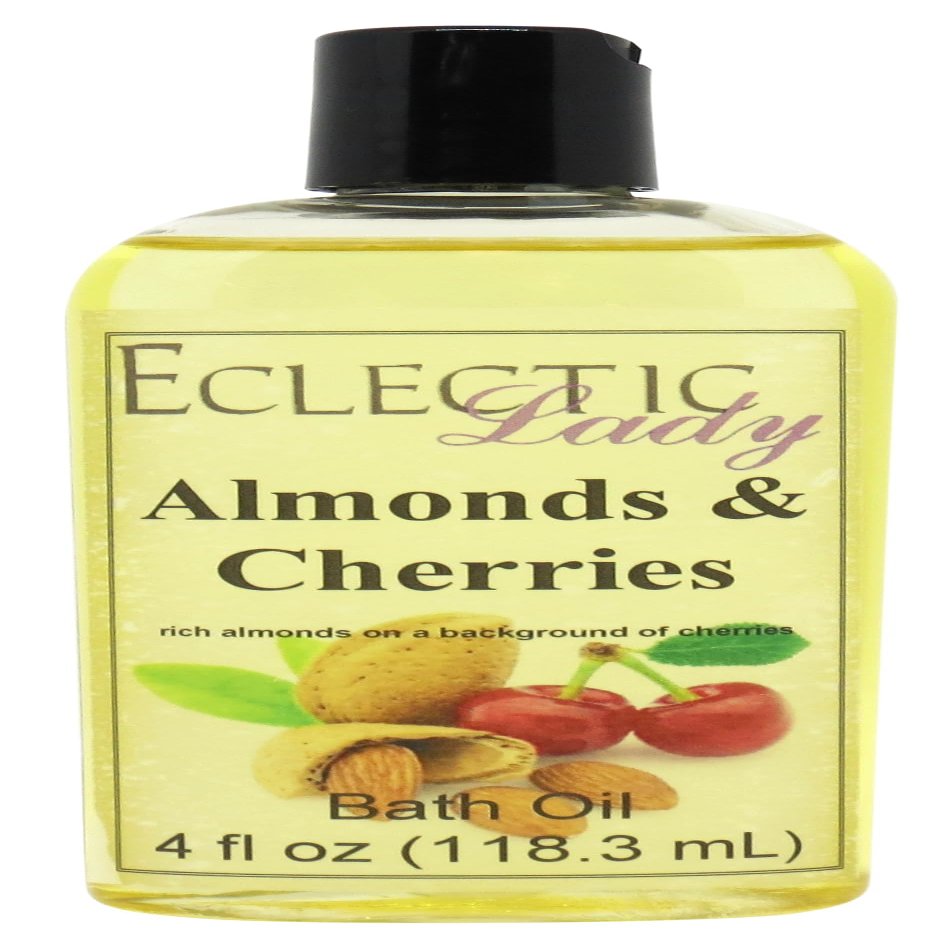 Almonds And Cherries Bath Oil, Scented Body Oil, Relaxing Bathing Oil, 8 oz