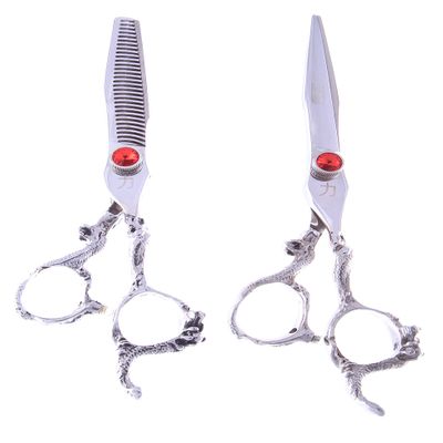ShearsDirect 6.0 Inch Set Of 2 Dragon Handle Shears 440c Stainless, 8 Ounce
