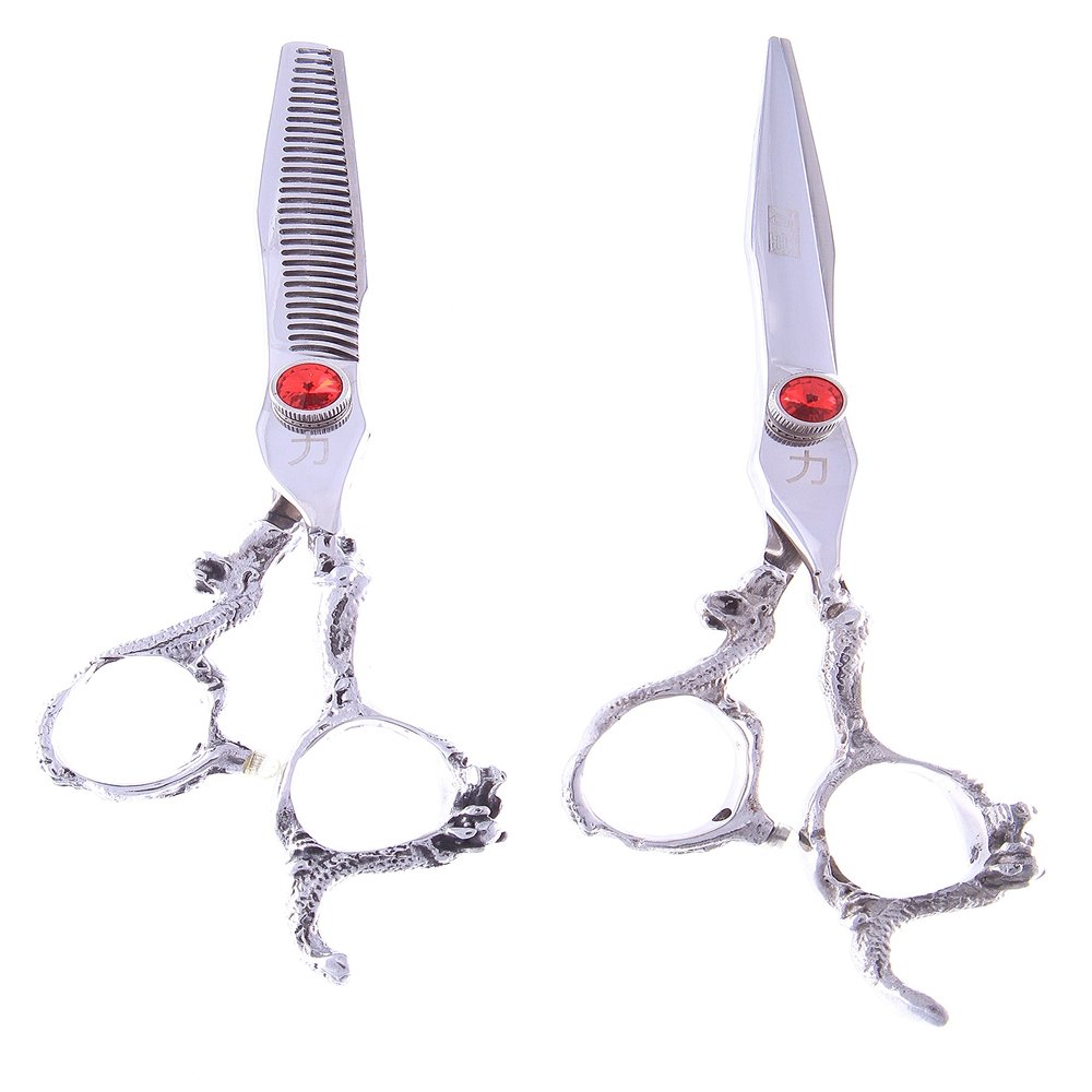 ShearsDirect 6.0 Inch Set Of 2 Dragon Handle Shears 440c Stainless, 8 Ounce