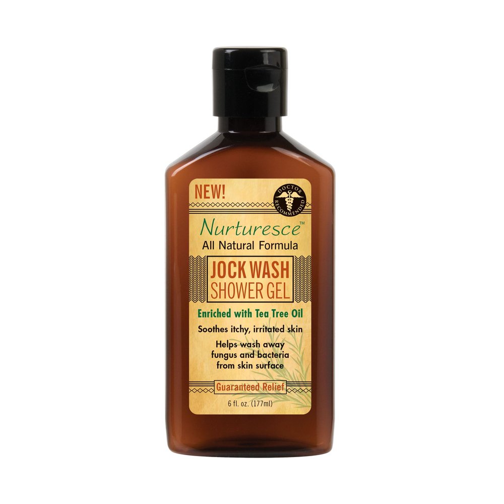 PediFix Nurturesce Jock Wash Shower Gel, 6 Fluid Ounce - Tea Tree Oil Enriched, Anti-Fungal, Soothes Itchy Irritated Skin, Natural Body Wash (Packaging May Vary)