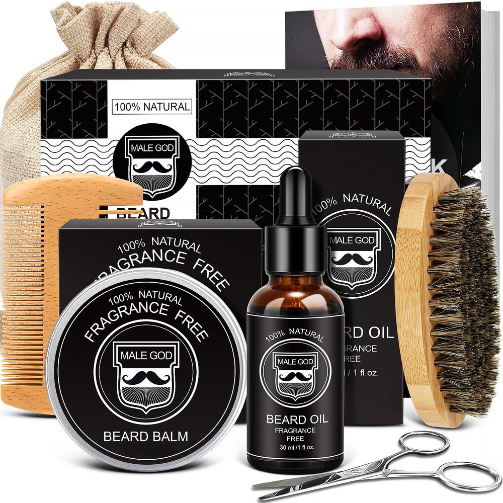 MALE GOD Beard Kit w/Natural Ingredients, Men's Shaving & Grooming Sets, Birthday Gifts | Anniversary | Christmas Gifts | Mens Stocking Stuffers | Gifts for Men, Him, Husband, Boyfriend, Dad, Friends