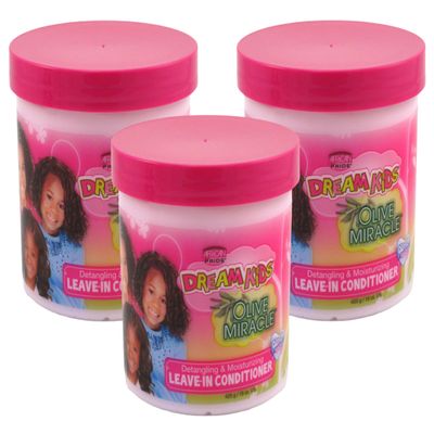African Pride Dream Kids Olive Miracle Leave-In Conditioner, 15 oz (Pack of 3)