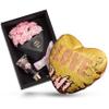 Bath and Body Gift Baskets for Women, Spa Gift Basket, Plant Essential Oil with Bouqet of Pink Carnation Soaps, Fresh Peony and Jasmine Scented Hand Lotion & Reversible Sequin Love Heart Pillow view 1