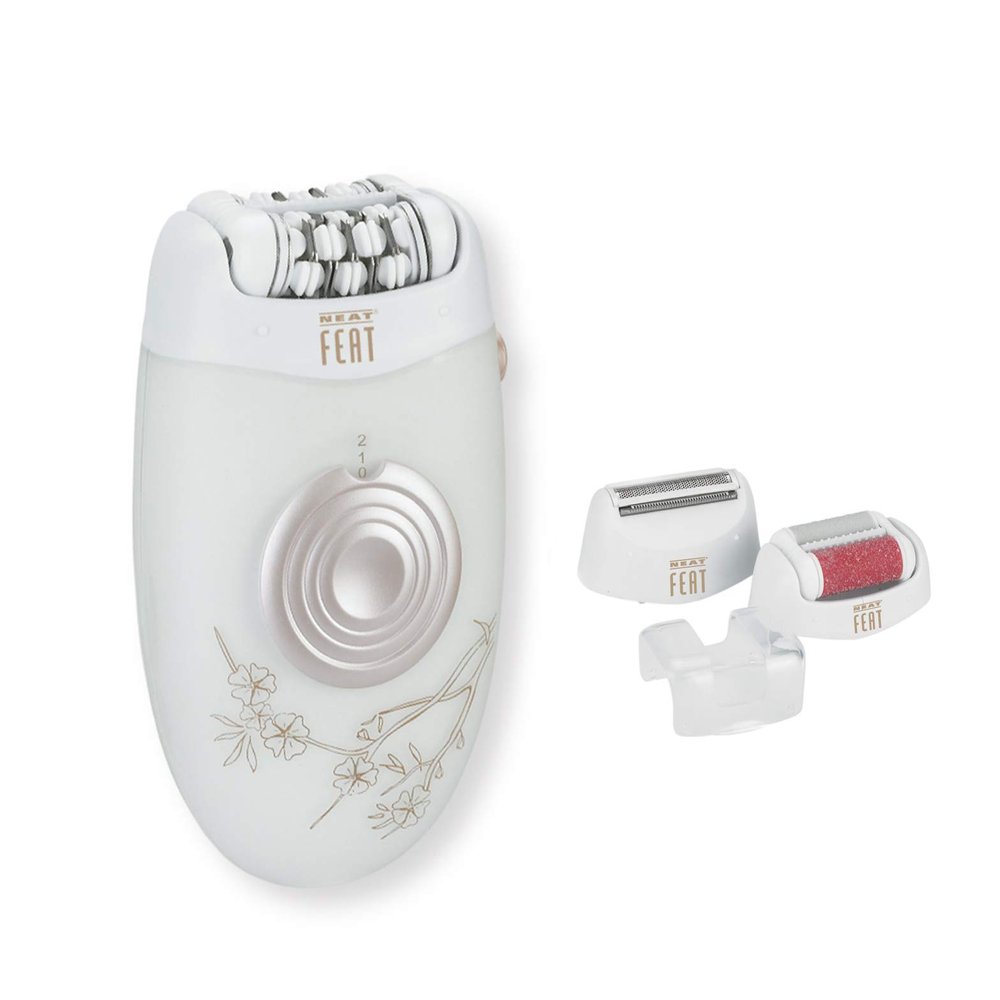 Neat Feat Beauty Buzz Rechargeable 3 in 1 Callus and Dry Skin Remover with Epilator and Shaving Head