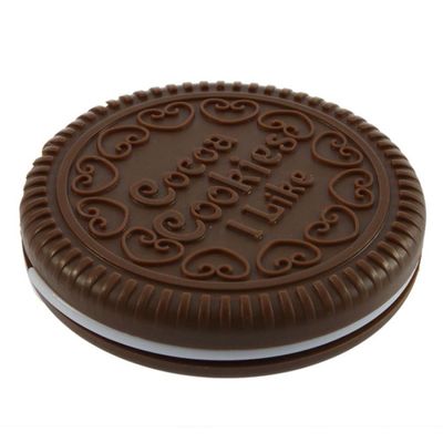2pc/Cute Chocolate Cookie Shape Cosmetic Makeup Mirror + Mini Comb