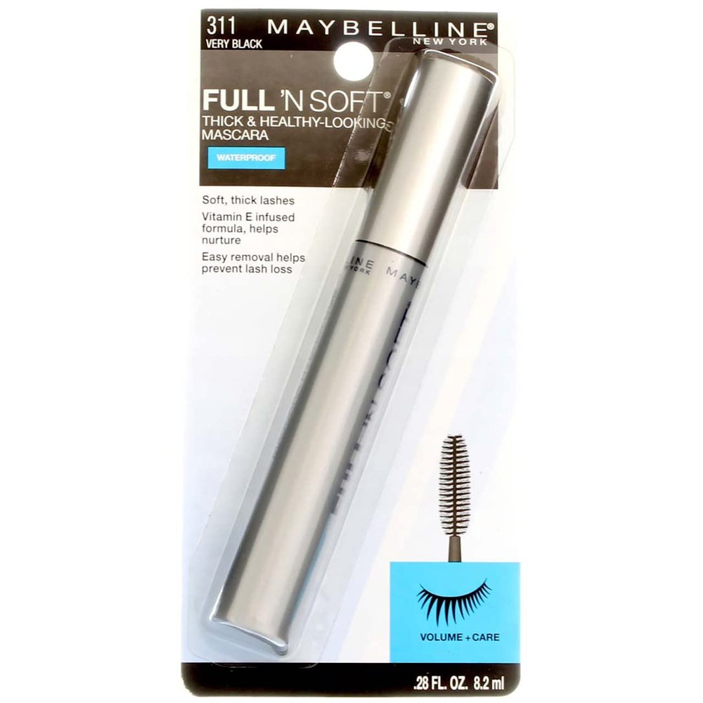 Maybelline Full 'N Soft Waterproof Mascara, Very Black [311], 0.28 oz (Pack of 18)