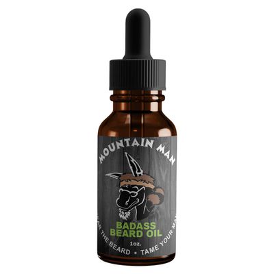 Badass Beard Care Oil for Men - Mountain Man Scent, 1 oz - All Natural Ingredients, Keeps Beard and Mustache Full, Soft and Healthy
