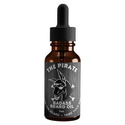 Badass Beard Care Oil For Men - The Pirate Scent, 1 oz - All Natural Ingredients, Keeps Beard and Mustache Full, Soft and Healthy