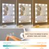 FENCHILIN Lighted Makeup Mirror Hollywood Mirror Vanity Makeup Mirror with Light Smart Touch Control 3Colors Dimmable Light Detachable 10X Magnification 360Rotation(White) view 2