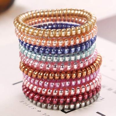 10Pcs/Lot New Multicolor Telephone Cord Women Headwear Elastic Rubber Bands Girls Gum Ponytail Holders Hair Accessories 5CM (10PCS NO11 Mix)