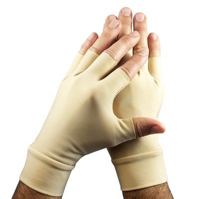 Light Skin Tone Tattoo Cover Up Fingerless Gloves - Hide Hand Tattoos at Work (sold as a pair) (Large)