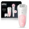 Braun SE5-895 Epilator, Hair Removal Device, Epilator for Women, Includes Shaver and Facial Cleansing Exfoliator Brush Attachments, Waterproof, Cordless and Rechargeable view 1