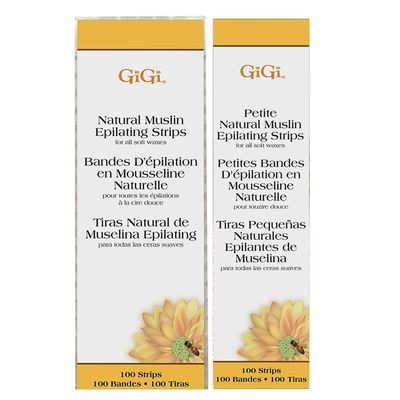 GiGi Waxing Strips for Hair Waxing/Hair Removal, Petite & Small Muslin Strips, 100 Strips each, 2 Pack