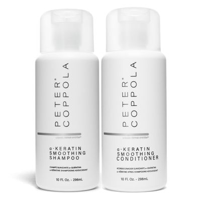 Peter Coppola a-Keratin Smoothing Shampoo & Conditioner Set - Smooths Thick Coarse Hair - Infused With Argan Oil, Avocado Oil And Hydrolyzed Keratin Transforms Frizz Into Shiny & Healthy Hair (10 oz)