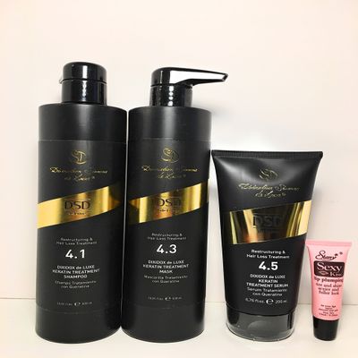 Divination Simone De Luxe Restructuring Hair Loss Treatment 4.1 Keratin Shampoo 16.91 Oz, 4.3 Keratin Mask 16.91 Oz and 4.5 Serum 6.76 Oz "Free Starry Sexy Kiss Lip Pumpling 10 Ml"