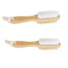 Femcery 2Pcs Wood Foot Natural Bristle Brush And Pumice Stone Combo W/Rope Wooden Handle Exfoliator Pedicures Calluses Remover Smoother for Body Skin, Feet, Elbow Scrubber Massage SPA Sauna Dry Skin view 1