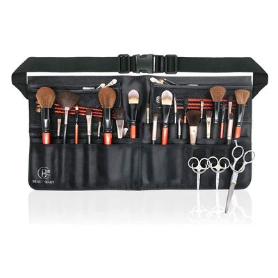 Beautybaby Artist Professional Makeup Brush Waist Bag Cosmetic Portable Multi Pockets Bag with Belt Strap Black