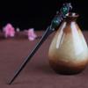 TOP SEWING Ebony Double-faced Jade Sword Hairpins Handmade Carved Wooden 7.08" Hair Sticks for Women Chinese Hair Chopsticks for Long hair 1 Pack view 2