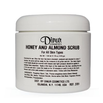 Dinur Cosmetics Almond Honey Facial Scrub Exfoliator for All Skin Types Natural Exfoliation with Almond Meal for Smooth, Radiant and Healthy Skin