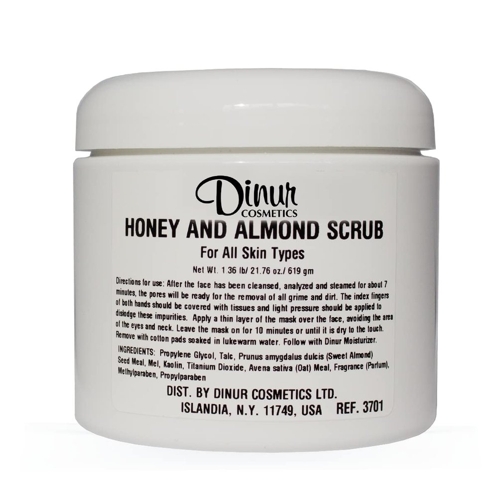 Dinur Cosmetics Almond Honey Facial Scrub Exfoliator for All Skin Types Natural Exfoliation with Almond Meal for Smooth, Radiant and Healthy Skin