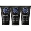 NIVEA MEN DEEP Cleansing Beard and Face Wash, Enriched with Natural Charcoal, 3 Pack of 3.3 Fl Oz Tubes view 1