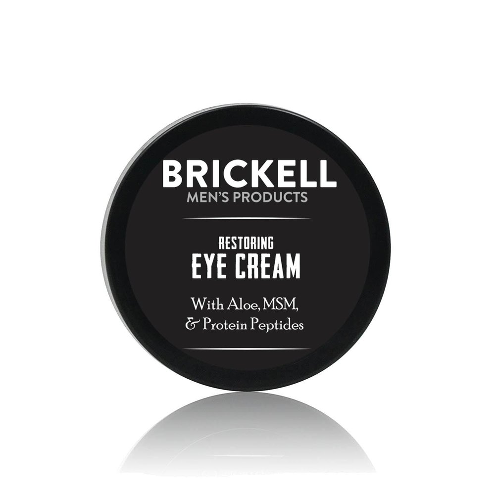 Brickell Men's Restoring Under Eye Cream for Men, Natural and Organic Anti Aging Eye Balm To Reduce Puffiness, Wrinkles, Dark Circles, Crows Feet and Under Eye Bags, 0.5 Ounce, Unscented