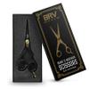 BRV MEN Professional Mustache & Beard Trimming Scissors - 5.5" | High Carbon Stainless Steel & Hammer Forged Mustache Scissors | Razor Sharp Facial Hair Trimming Shears (RIGHT HANDED - Black) view 2